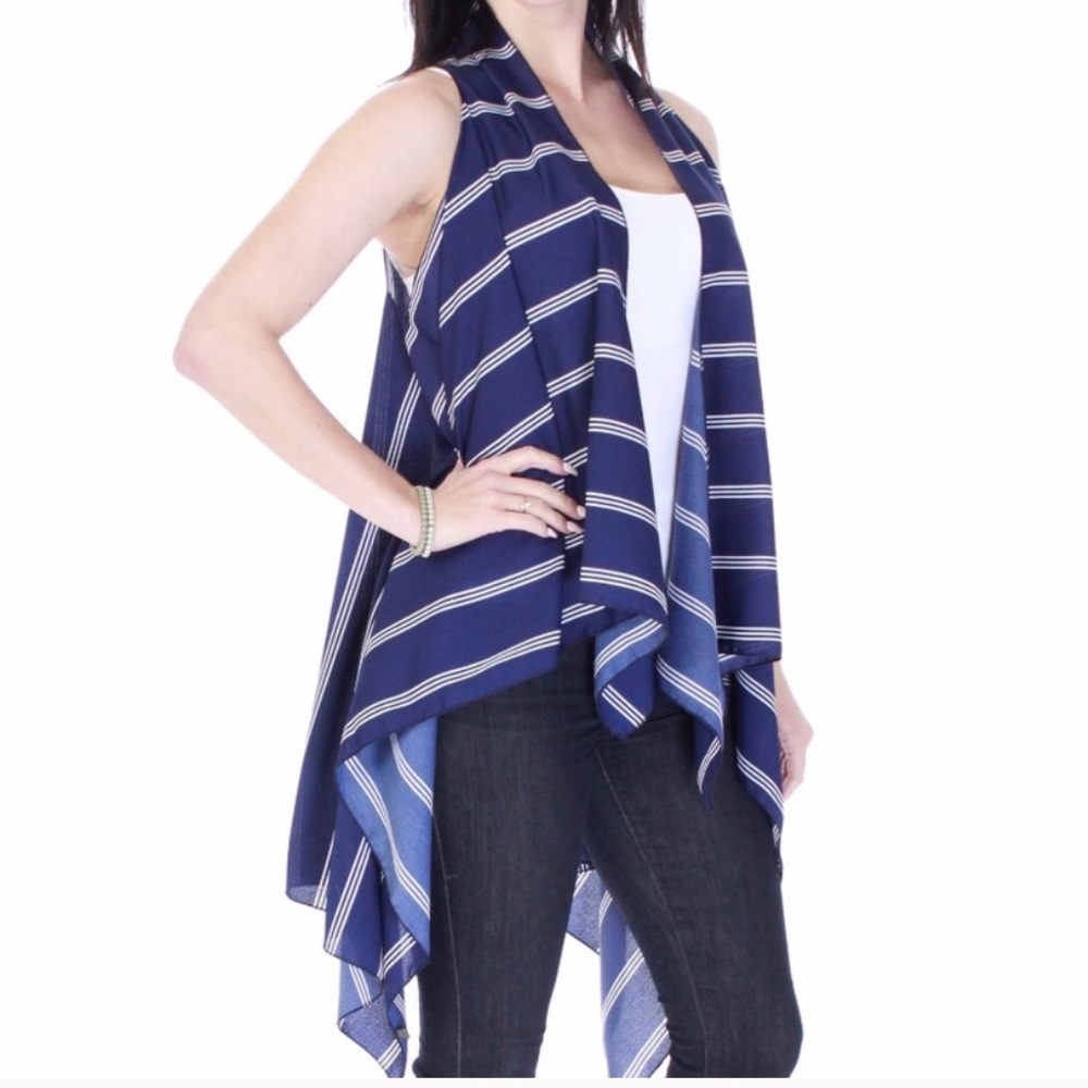 Classy Blue and White Striped Vest